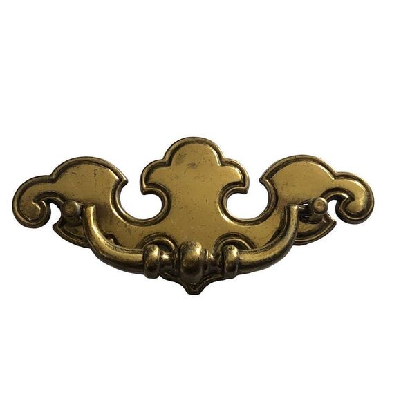 Vintage Solid Brass Drop Handle Drawer Pull Hardware - Picture 1 of 3